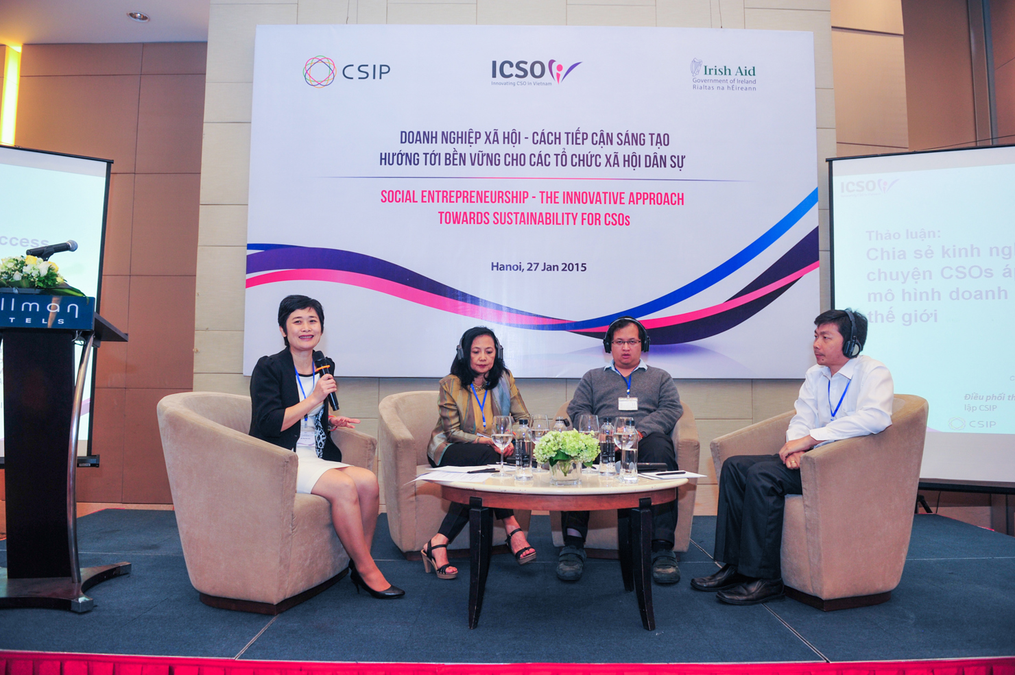 Tổ chức quốc tế chia sẻ về giải pháp tạo hướng bền vững cho DNXH. Nguồn: CSIP.